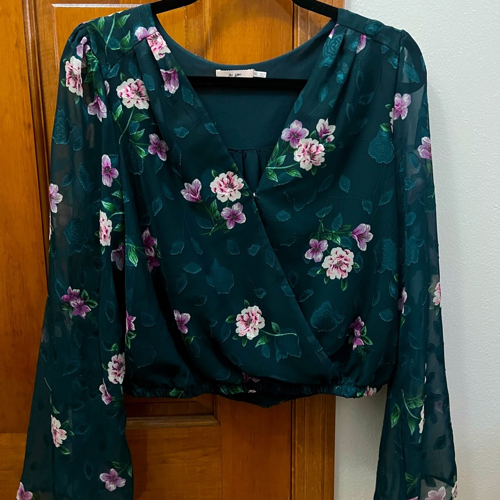 Mi Ami Francesca’s sheer sleeve blouse top